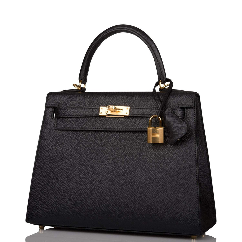 Hermes Black Epsom Sellier Kelly 25cm Gold Hardware