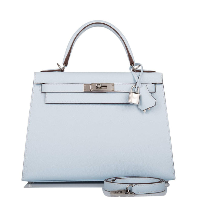 Hermes Bleu Brume Epsom Sellier Kelly 28cm Palladium Hardware Hover Image