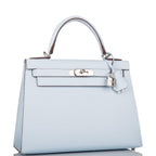 Hermes Bleu Brume Epsom Sellier Kelly 28cm Palladium Hardware