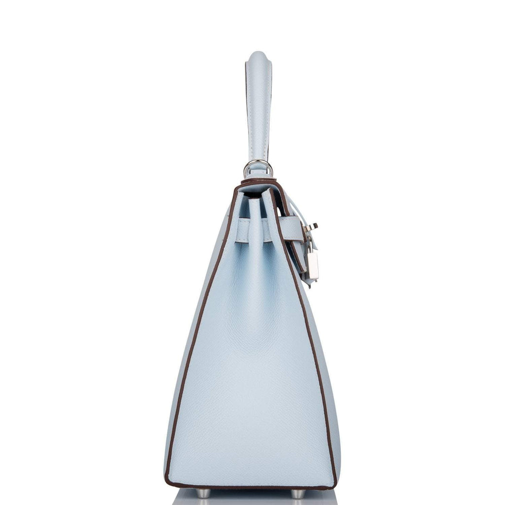 Hermes Bleu Brume Epsom Sellier Kelly 28cm Palladium Hardware