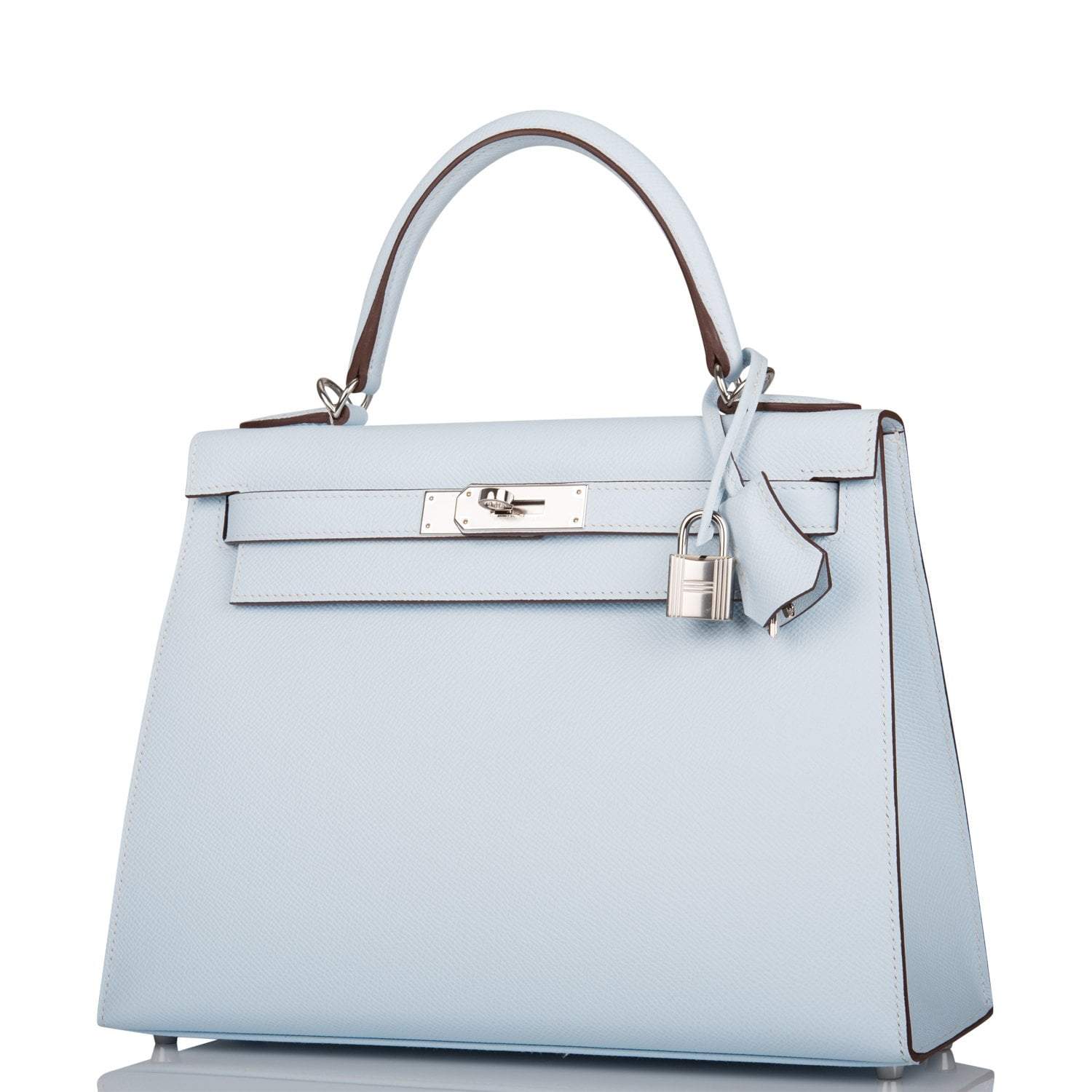 Hermes Bleu Brume Epsom Sellier Kelly 28cm Palladium Hardware
