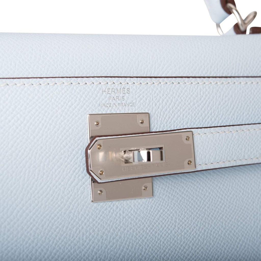 Hermes Bleu Brume Epsom Sellier Kelly 28cm Palladium Hardware