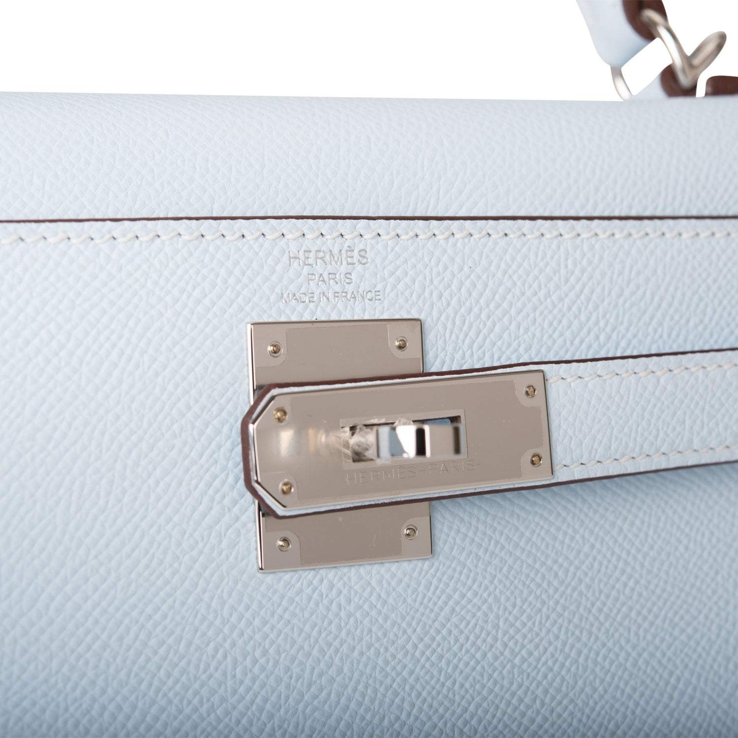 Hermes Bleu Brume Epsom Sellier Kelly 28cm Palladium Hardware