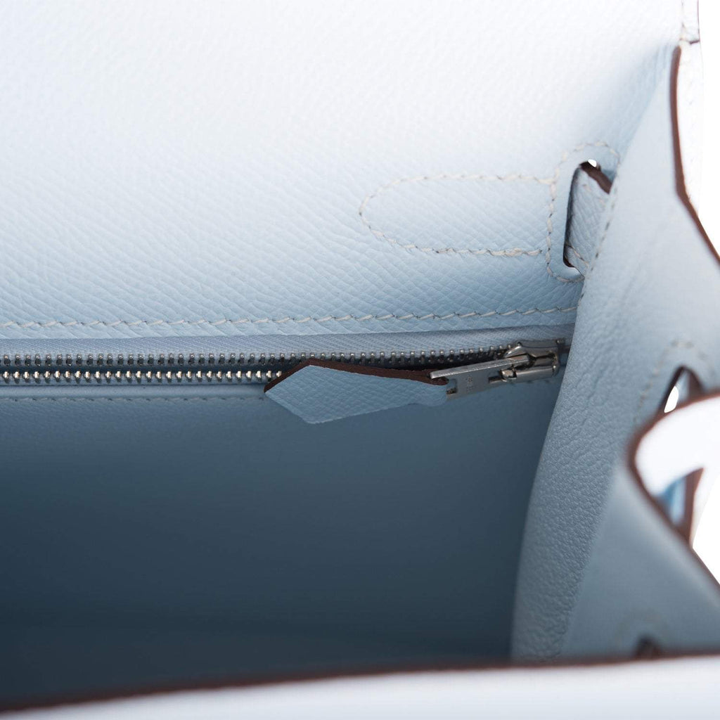 Hermes Bleu Brume Epsom Sellier Kelly 28cm Palladium Hardware