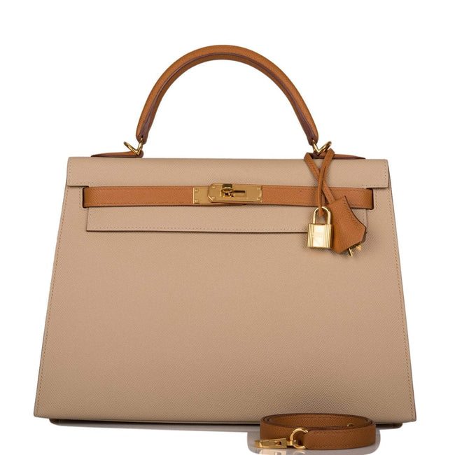 Hermes Kelly Sellier 32cm Gold and Trench Epsom Gold Hardware Hover Image