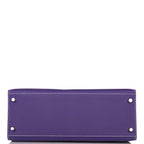 Hermes Kelly Sellier 28 Crocus and White Epsom Brushed Palladium Hardware