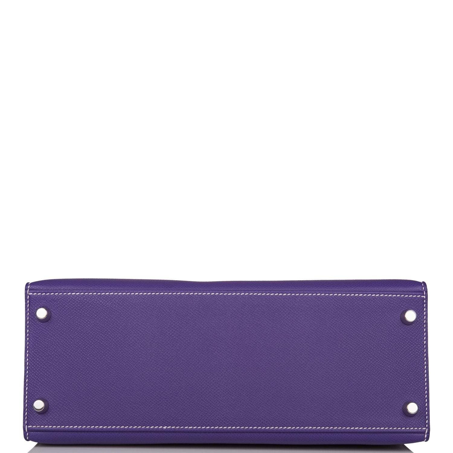 Hermes Kelly Sellier 28 Crocus and White Epsom Brushed Palladium Hardware