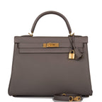 Hermes Kelly Retourne 32 Etain Togo Gold Hardware