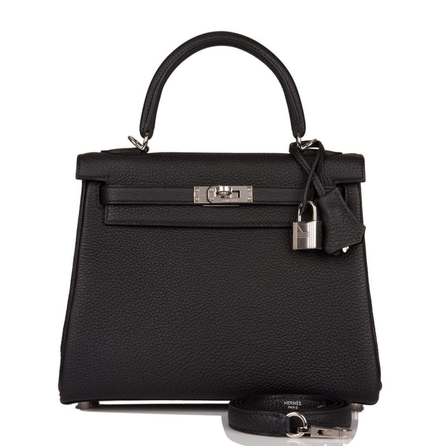 Hermes Kelly Retourne 25 Black Togo Palladium Hardware Hover Image