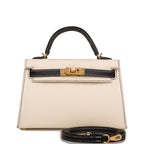 Hermes Kelly Sellier 20 Nata and Black Epsom Gold Hardware