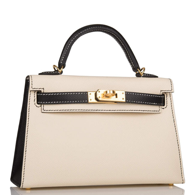 Hermes Kelly Sellier 20 Nata and Black Epsom Gold Hardware Main Image