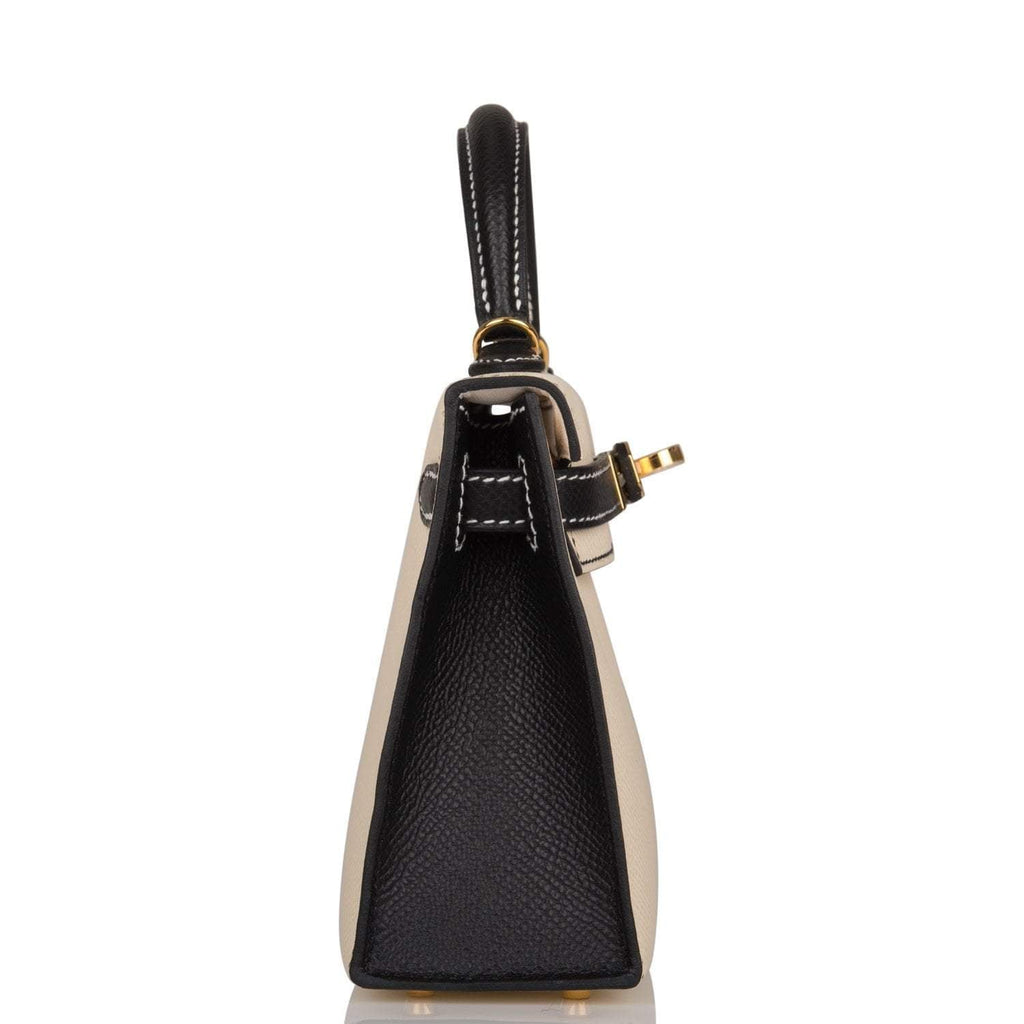 Hermes Kelly Sellier 20 Nata and Black Epsom Gold Hardware