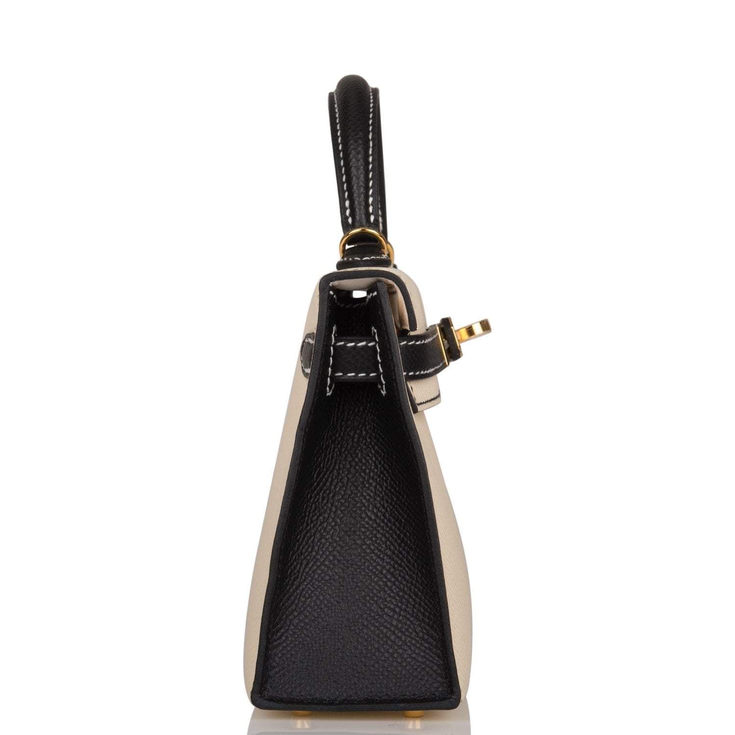 Hermes Kelly Sellier 20 Nata and Black Epsom Gold Hardware