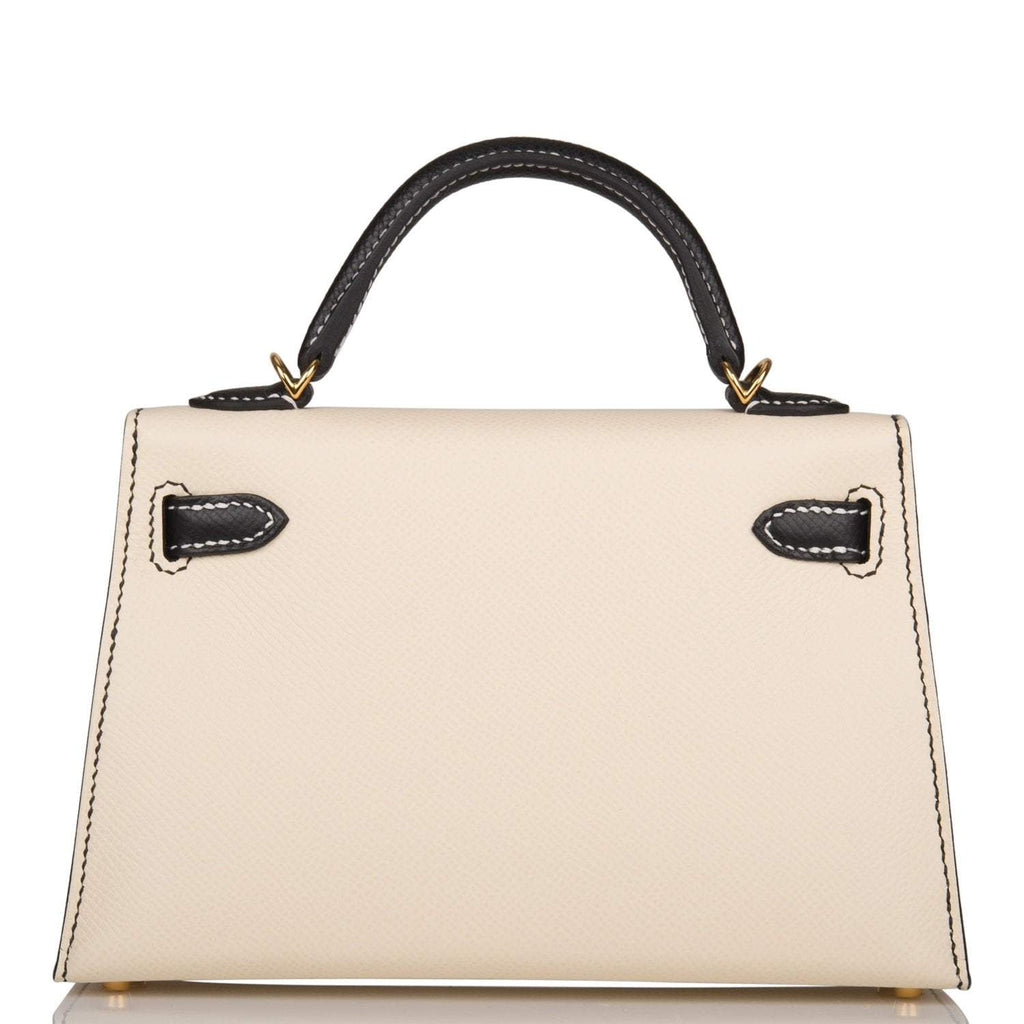 Hermes Kelly Sellier 20 Nata and Black Epsom Gold Hardware