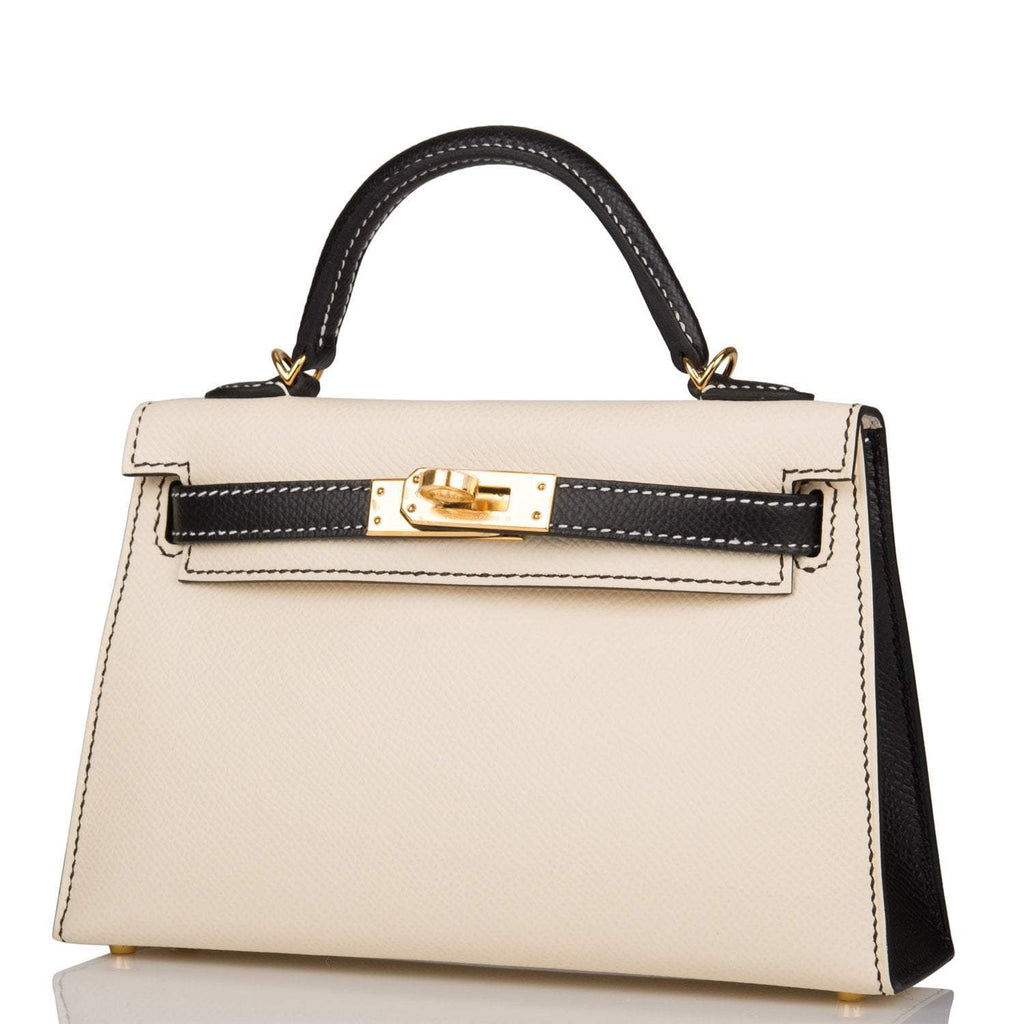 Hermes Kelly Sellier 20 Nata and Black Epsom Gold Hardware