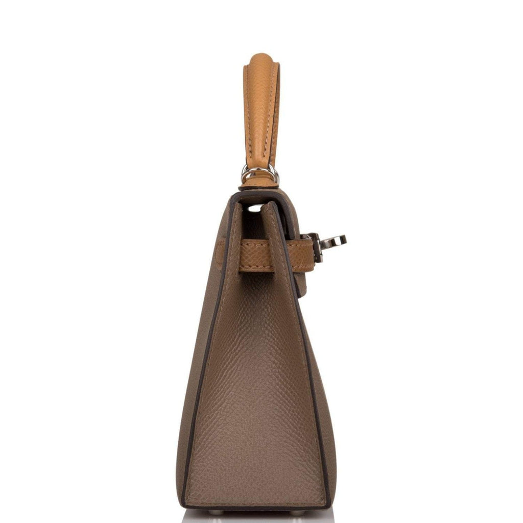 Hermes Tri-Color Kelly Sellier 20 Etoupe, Alezan and Biscuit Epsom Palladium Hardware