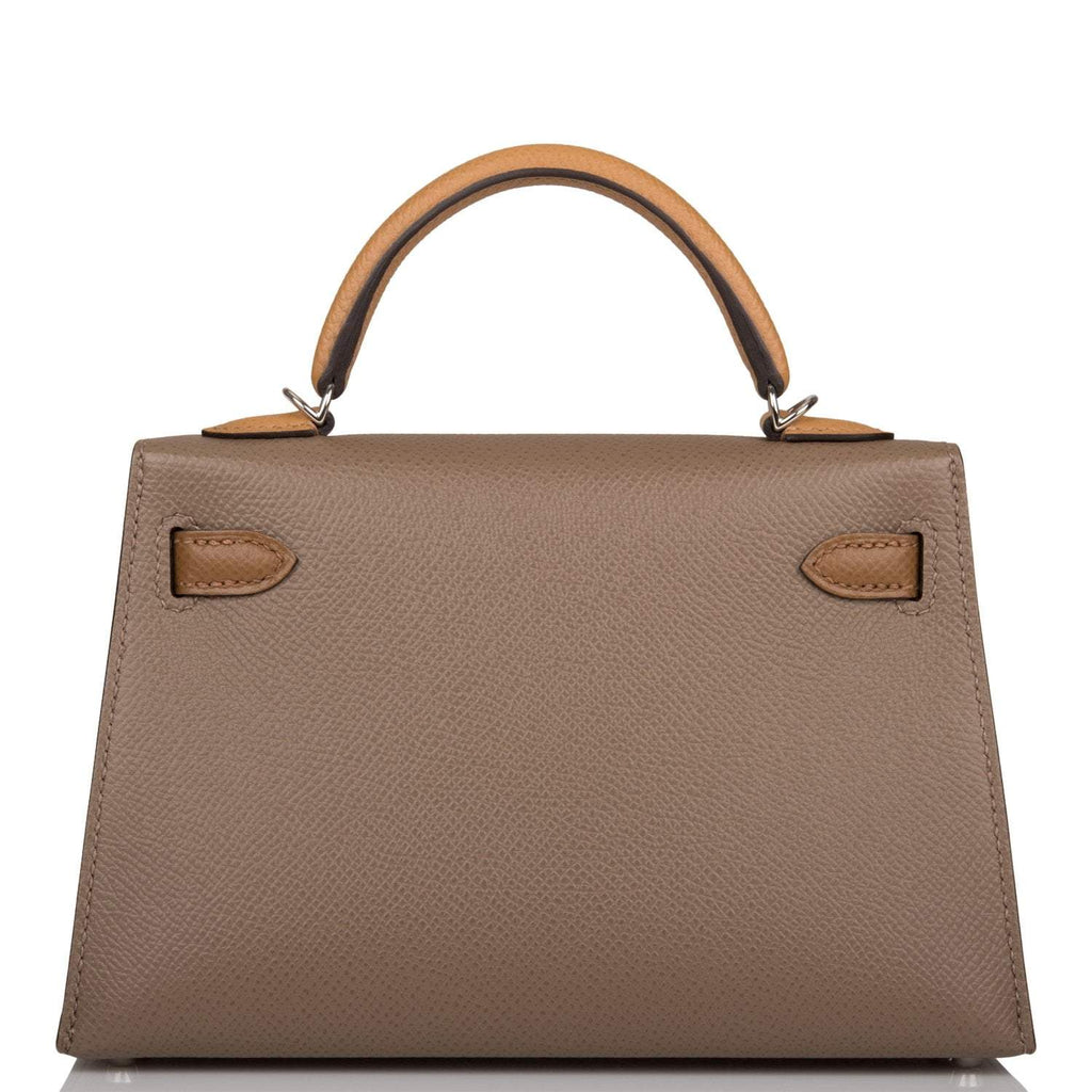 Hermes Tri-Color Kelly Sellier 20 Etoupe, Alezan and Biscuit Epsom Palladium Hardware