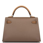 Hermes Tri-Color Kelly Sellier 20 Etoupe, Alezan and Biscuit Epsom Palladium Hardware