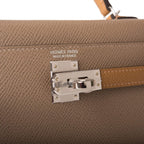 Hermes Tri-Color Kelly Sellier 20 Etoupe, Alezan and Biscuit Epsom Palladium Hardware