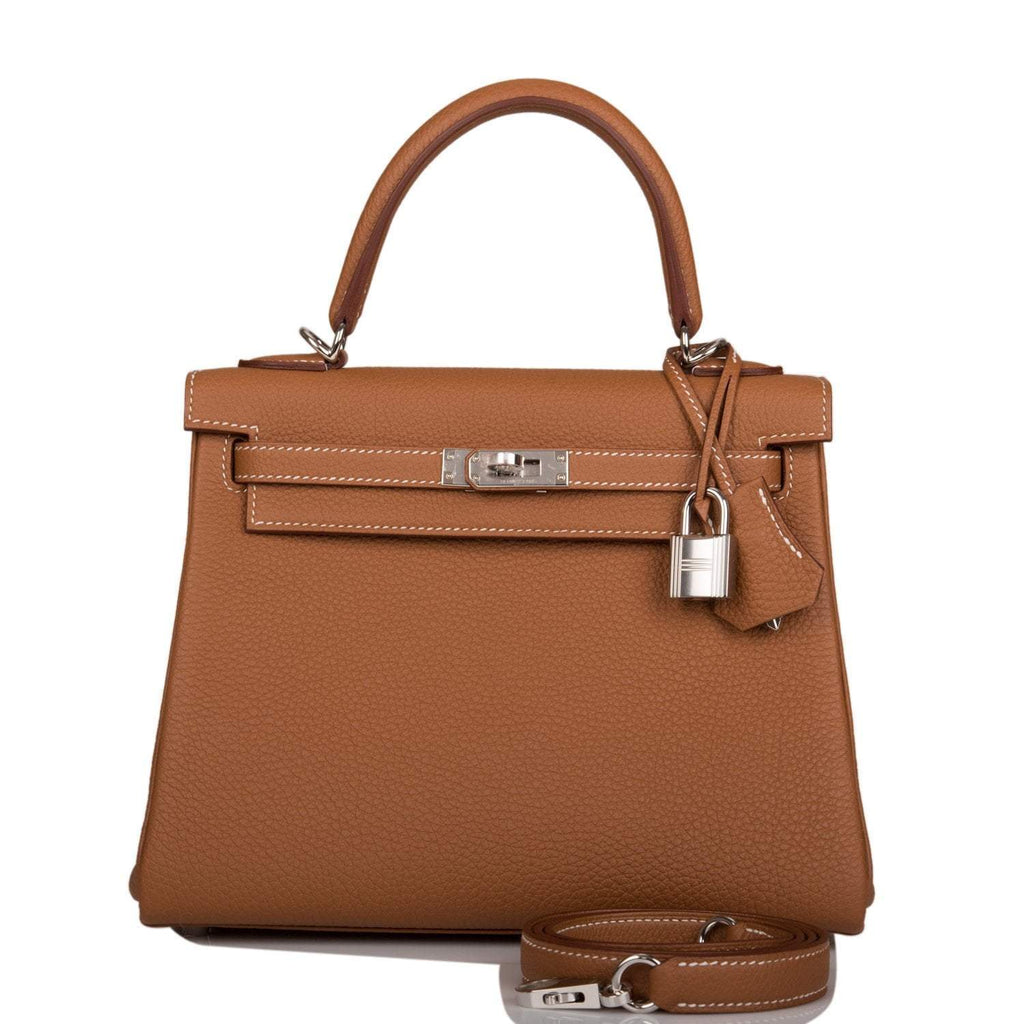 Hermes Kelly Retourne 25 Gold Togo Palladium Hardware