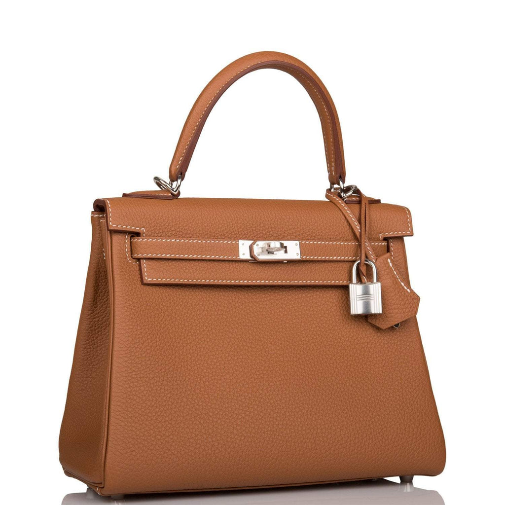 Hermes Kelly Retourne 25 Gold Togo Palladium Hardware