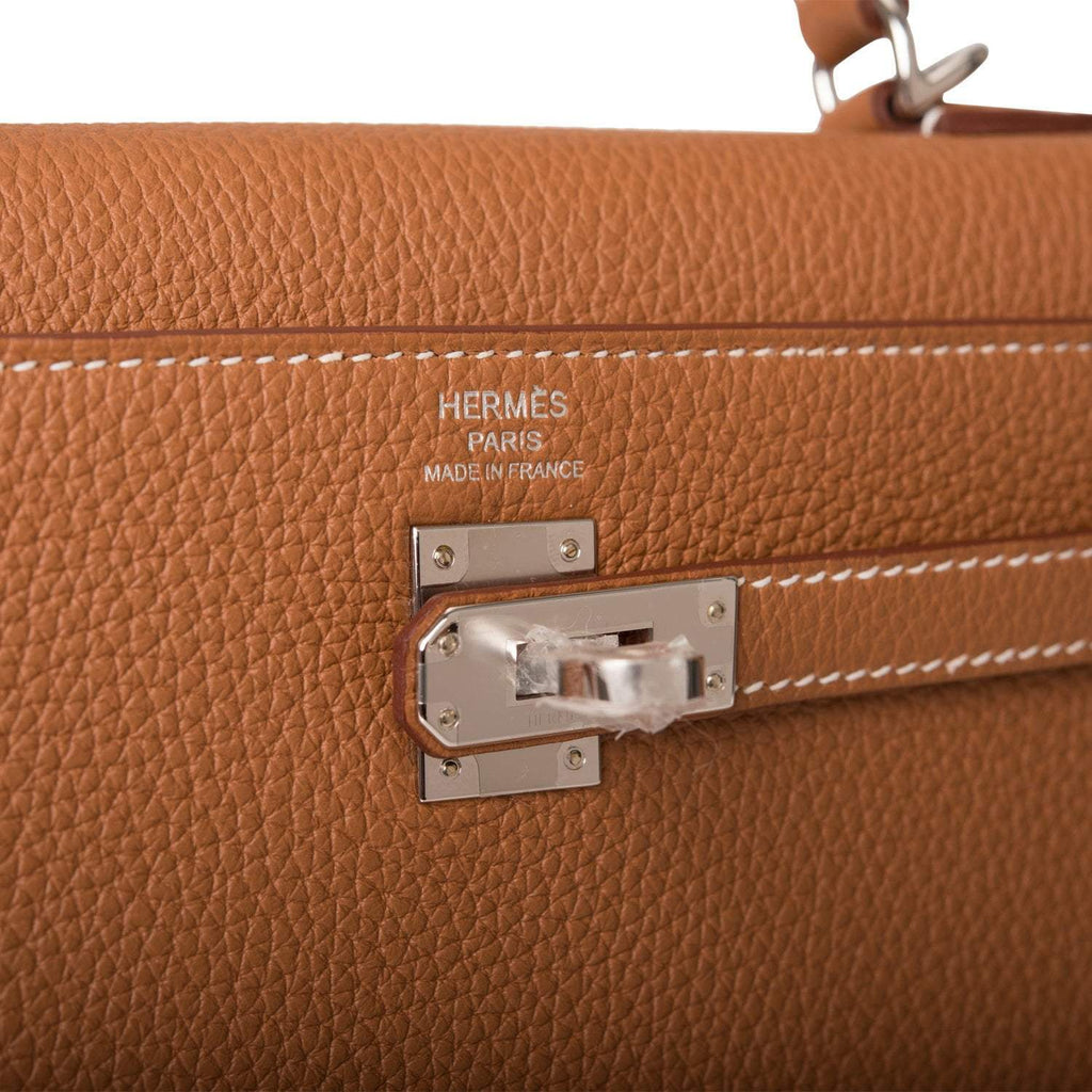 Hermes Kelly Retourne 25 Gold Togo Palladium Hardware