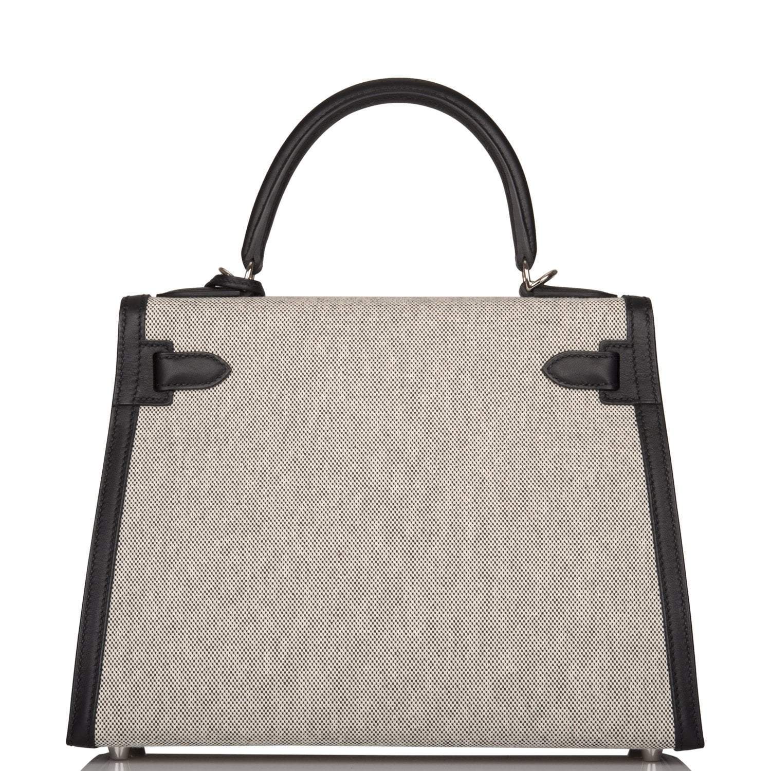 Hermes Kelly Sellier 28 Black Toile and Swift Sellier Palladium Hardware