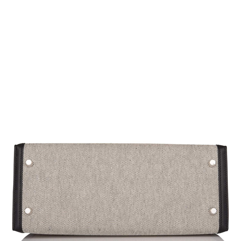 Hermes Kelly Sellier 28 Black Toile and Swift Sellier Palladium Hardware