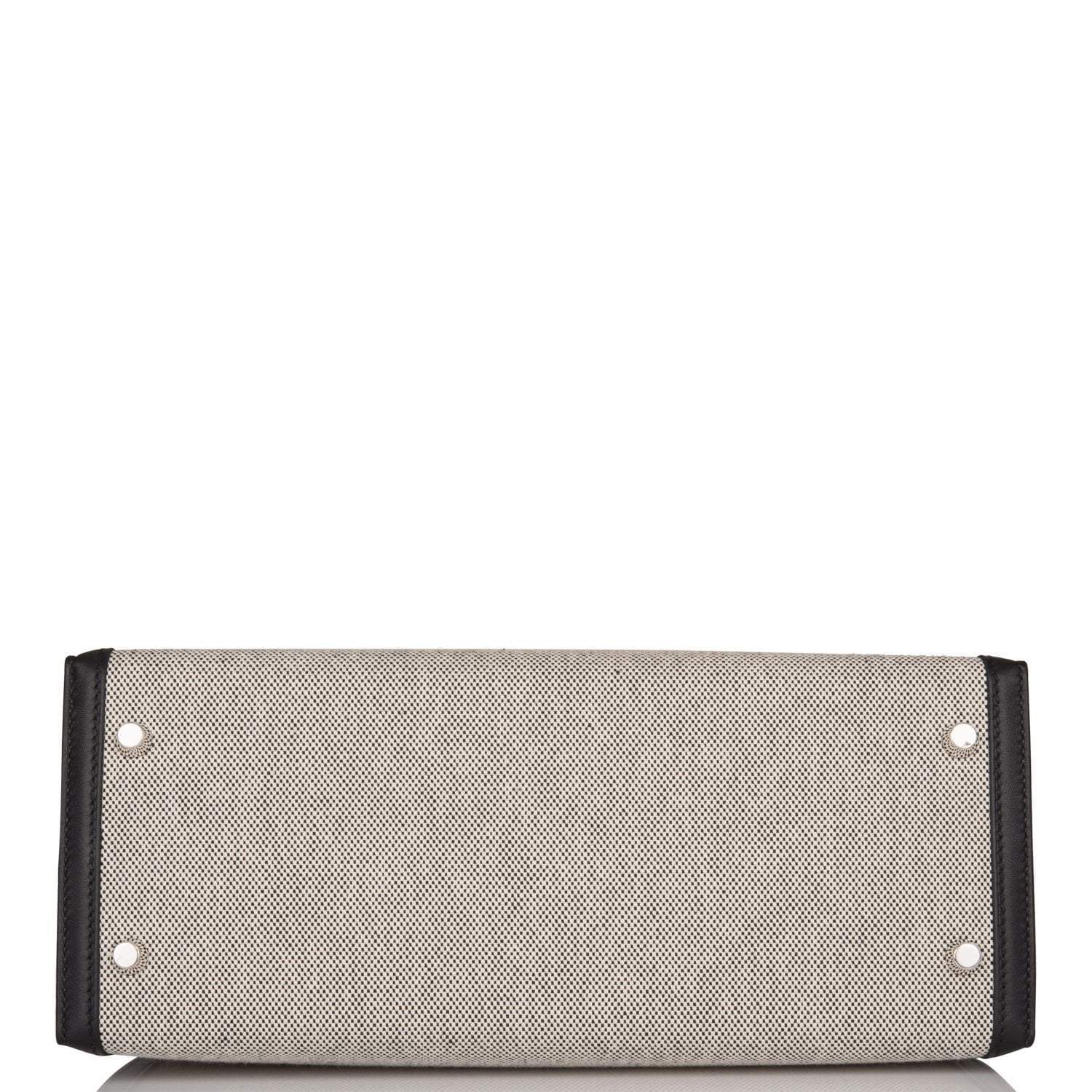 Hermes Kelly Sellier 28 Black Toile and Swift Sellier Palladium Hardware