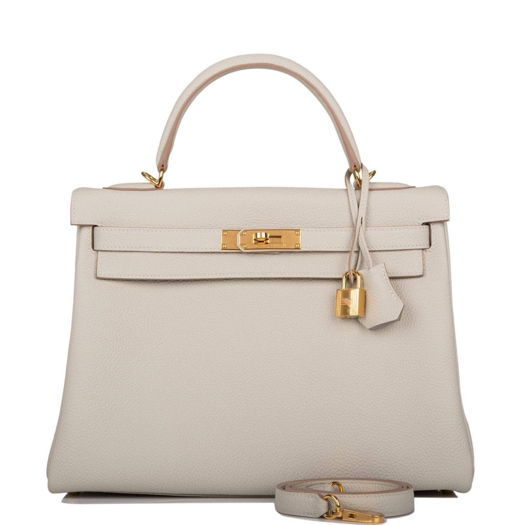 Hermes Kelly Retourne 32 Gris Perle Togo Gold Hardware