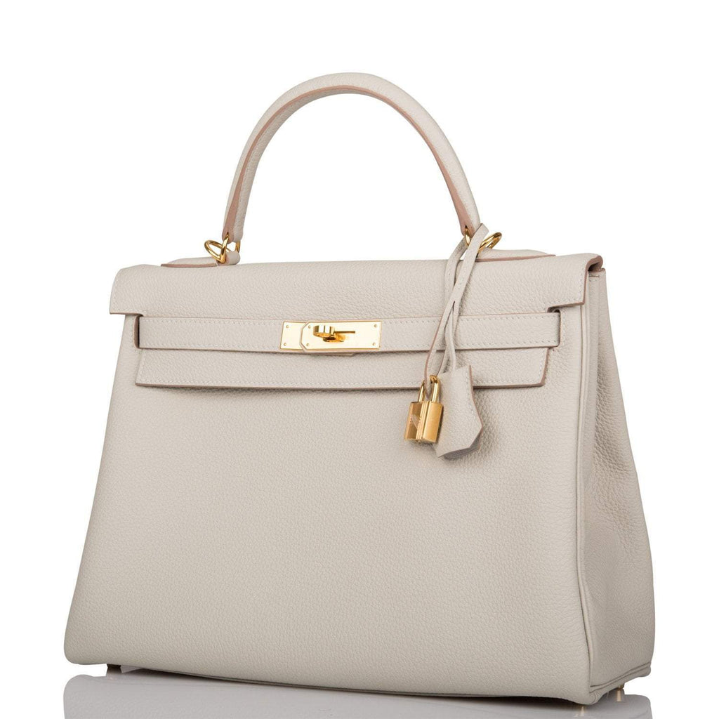 Hermes Kelly Retourne 32 Gris Perle Togo Gold Hardware
