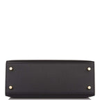 Hermes Kelly Sellier 25 Black Epsom Gold Hardware