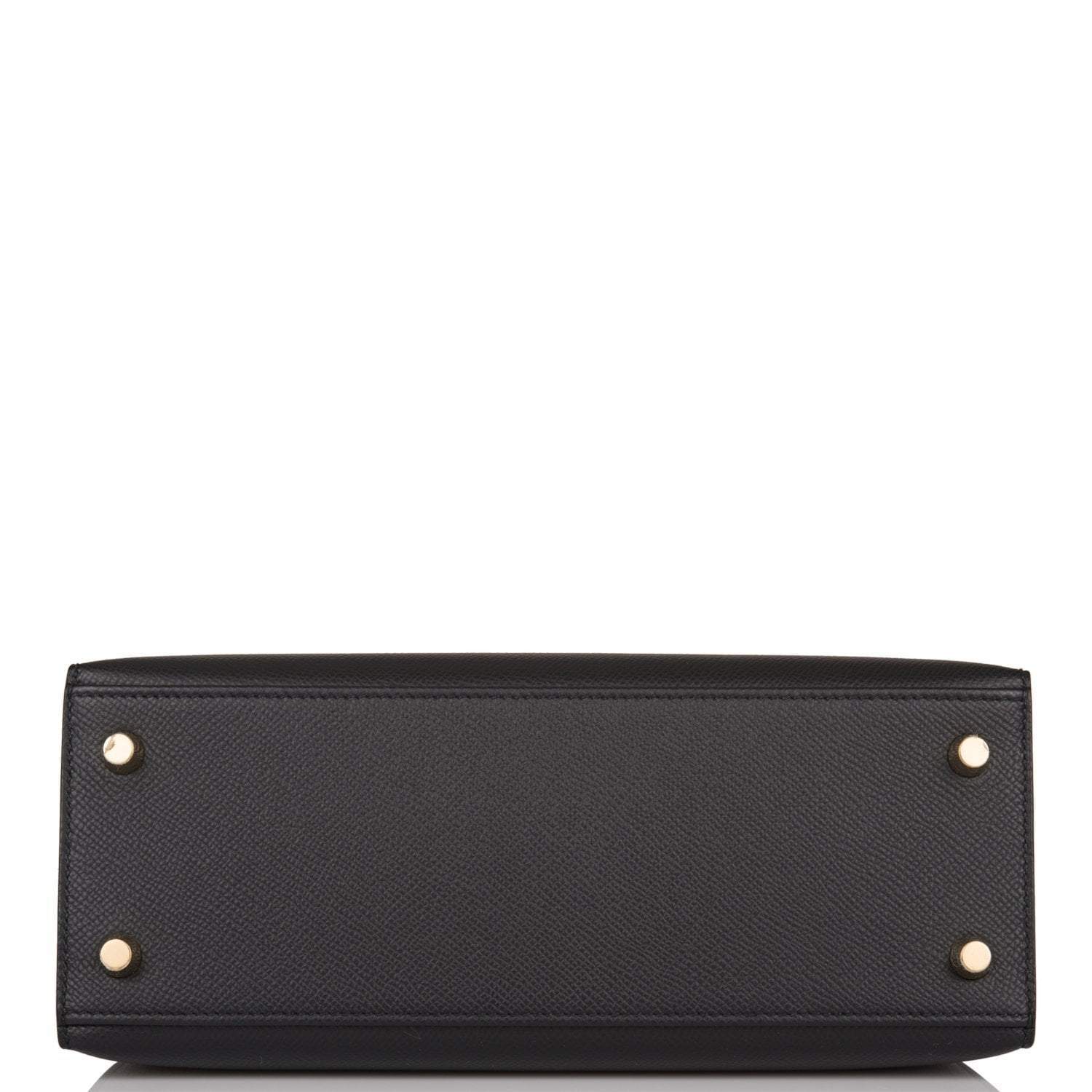 Hermes Kelly Sellier 25 Black Epsom Gold Hardware
