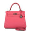 Pre-owned Hermes Kelly Retourne 25 Rose Azalee Swift Palladium Hardware