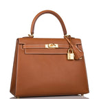 Hermes Kelly Sellier 25 Fauve Barenia Gold Hardware