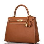Hermes Kelly Sellier 25 Fauve Barenia Gold Hardware