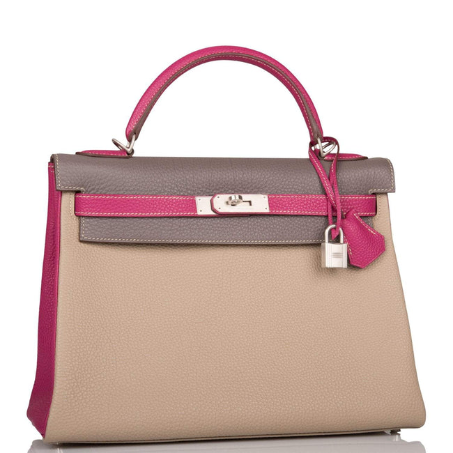 Hermes Kelly Retourne 32 Tosca, Gris Tourterelle and Etain Togo Brushed Palladium Hardware Main Image