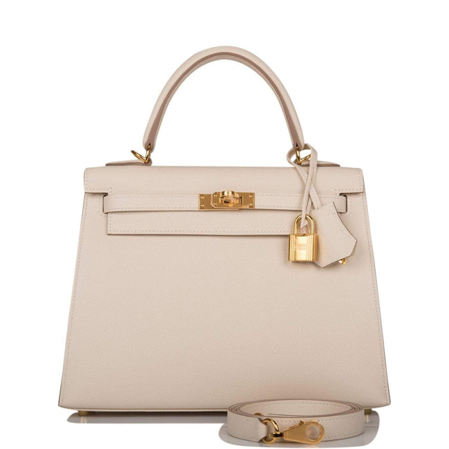 Hermes Kelly Sellier 25cm Craie Epsom Gold Hardware Hover Image