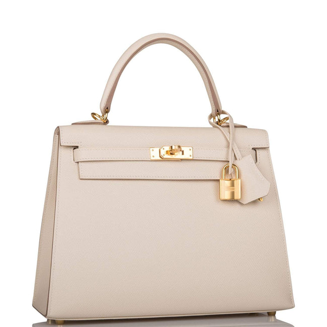 Hermes Kelly Sellier 25cm Craie Epsom Gold Hardware Main Image