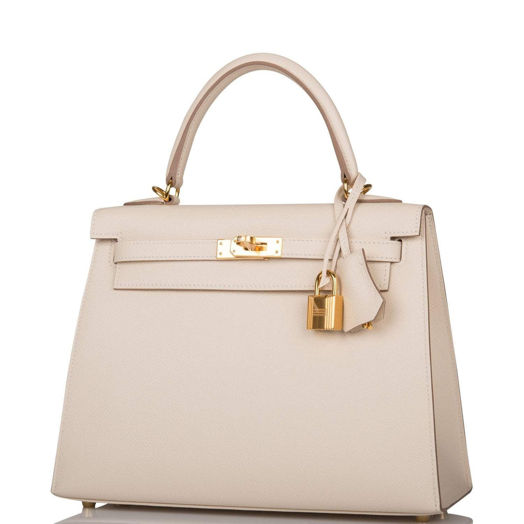 Hermes Kelly Sellier 25cm Craie Epsom Gold Hardware