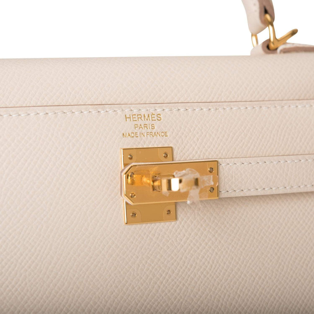 Hermes Kelly Sellier 25cm Craie Epsom Gold Hardware