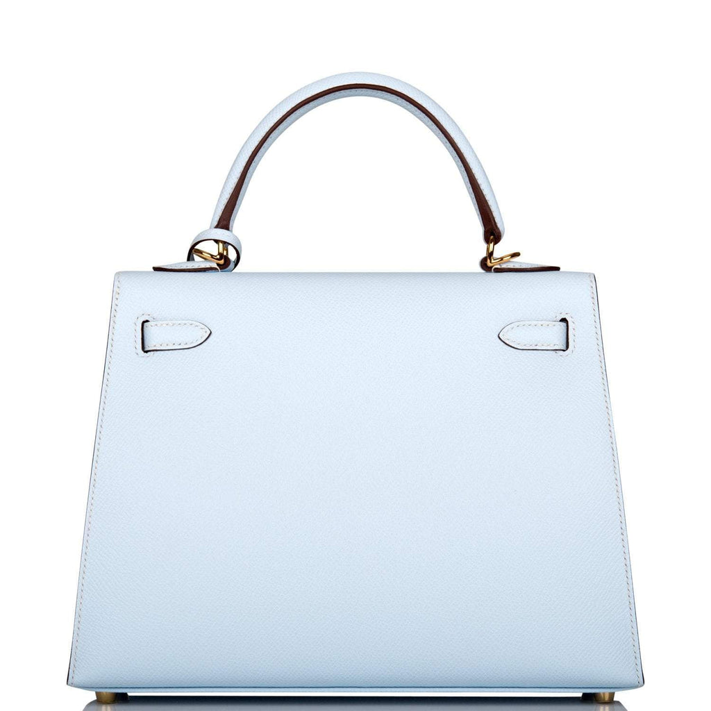 Hermes Kelly Sellier 25 Bleu Brume Epsom Gold Hardware