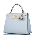 Hermes Kelly Sellier 25 Bleu Brume Epsom Gold Hardware