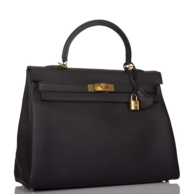 Hermes Black Togo Retourne Kelly 35cm Gold Hardware Main Image