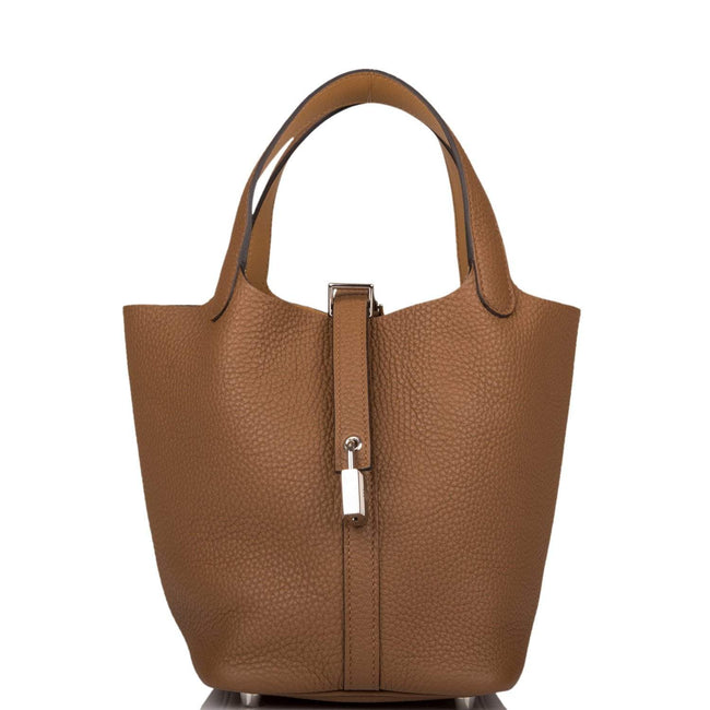 Hermes Picotin Lock 18 Alezan and Biscuit Clemence Palladium Hardware Hover Image