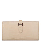 Hermes Beton Matte Alligator Bearn Wallet Palladium Hardware