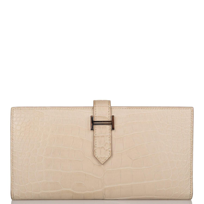 Hermes Beton Matte Alligator Bearn Wallet Palladium Hardware Hover Image