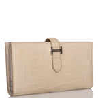 Hermes Beton Matte Alligator Bearn Wallet Palladium Hardware