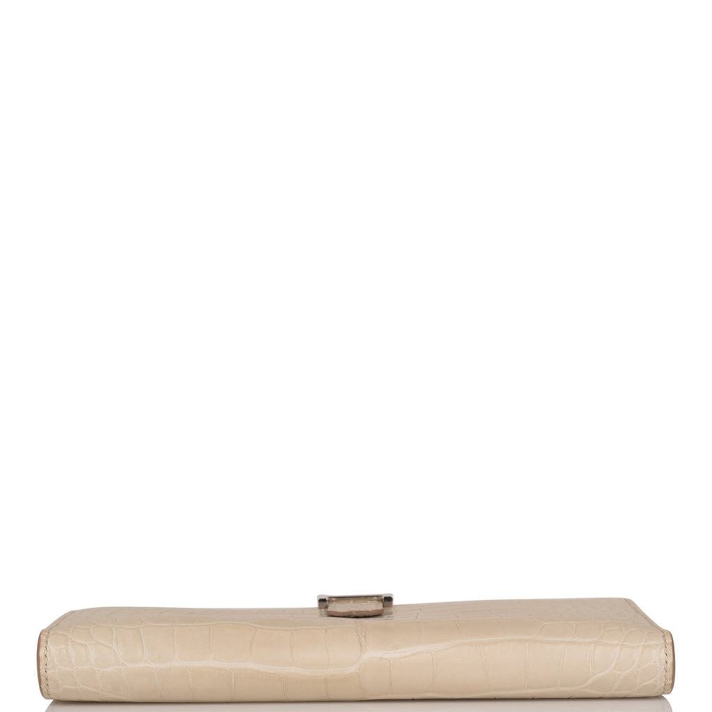 Hermes Beton Matte Alligator Bearn Wallet Palladium Hardware