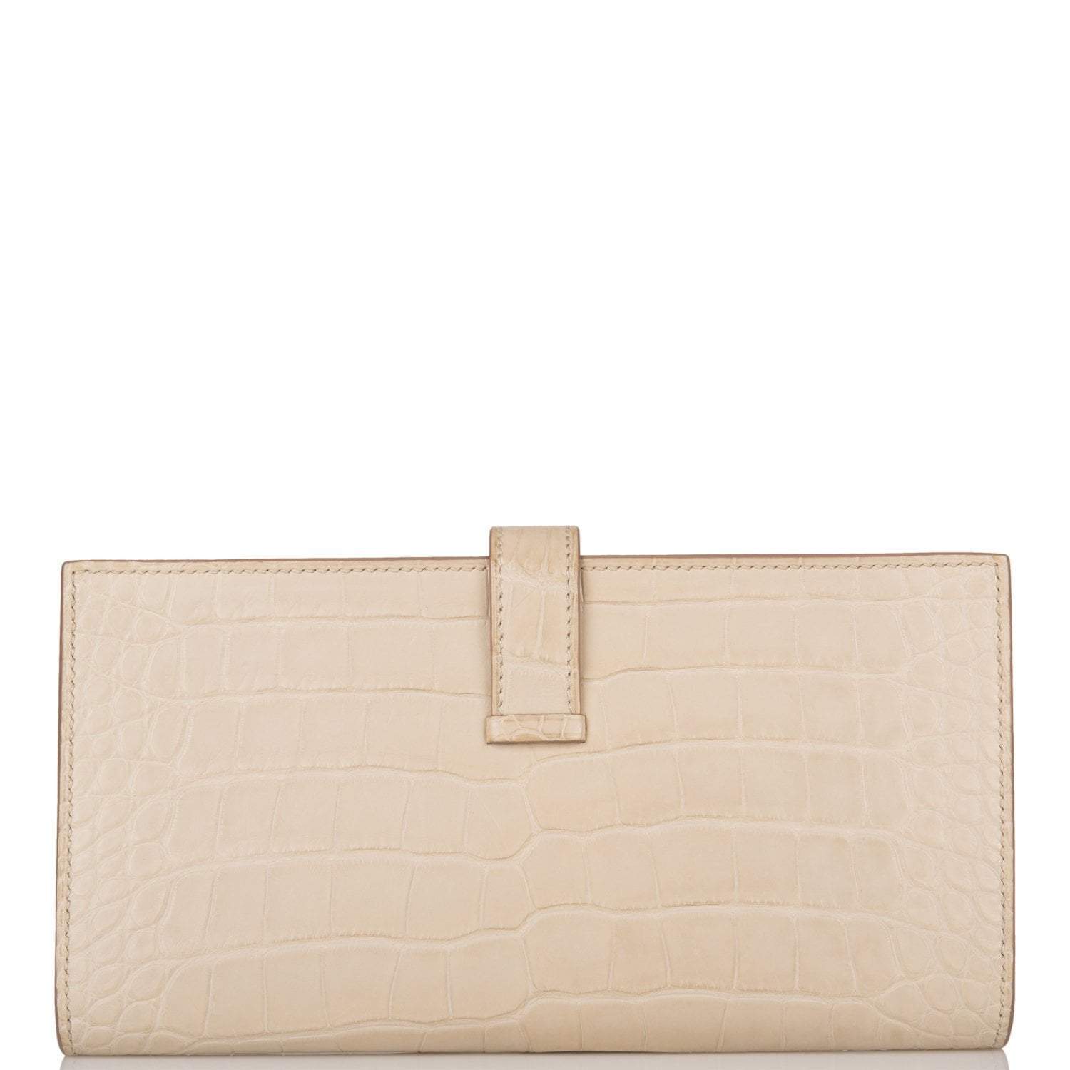 Hermes Beton Matte Alligator Bearn Wallet Palladium Hardware